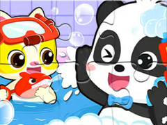 Oyun Jigsaw Puzzle: Baby Panda Shower Time