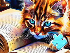 Oyun Jigsaw Puzzle: Cat Reading