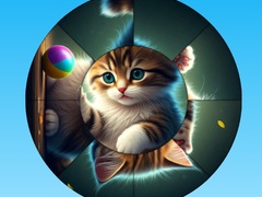Oyun Round Jigsaw Puzzle Collect Pictures with Cute Kittens